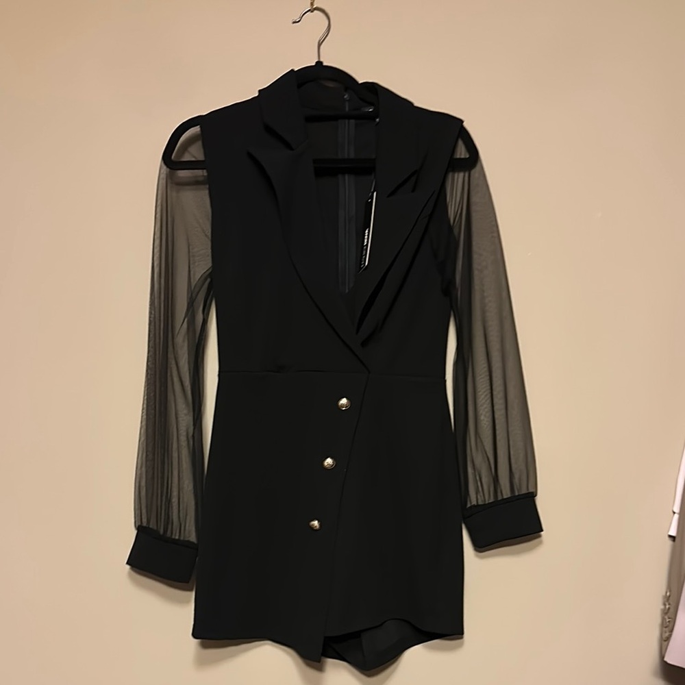 Elegant Black Sheer Sleeve Dress